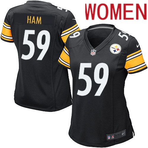 Women Pittsburgh Steelers #59 Jack Ham Nike Black Game Player NFL Jersey->women nfl jersey->Women Jersey